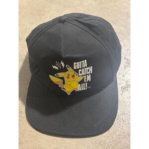 Pokemon Pikachu Gotta Catch Em All Snapback Hat Black Yellow Cap